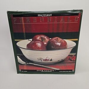 Pfaltzgraff Perennials Snow Village 8.5" Round Christmas Serving‎ Bowl in Box